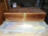 Wood Chest, Sewing Materials, and Crafts
