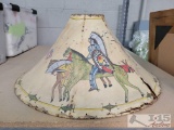 Rawhide Lamp Shade with Native American Art