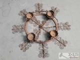 Ornate Metal Chandelier with 4 Candle Holders