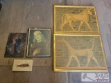 (4) Art Work Pieces & (1) Fossilized Fish