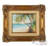 L Henry Oil Painting of Tropical Beach Scene