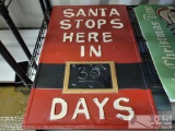 Santa Stops Here Metal Sign
