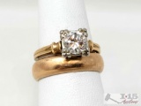 14k Gold Diamond Center Ring & Band Ring, 8g