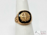 10k Gold & Black Onyx Class Ring, 5g