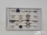 (19) Sterling Silver Rings, 157g