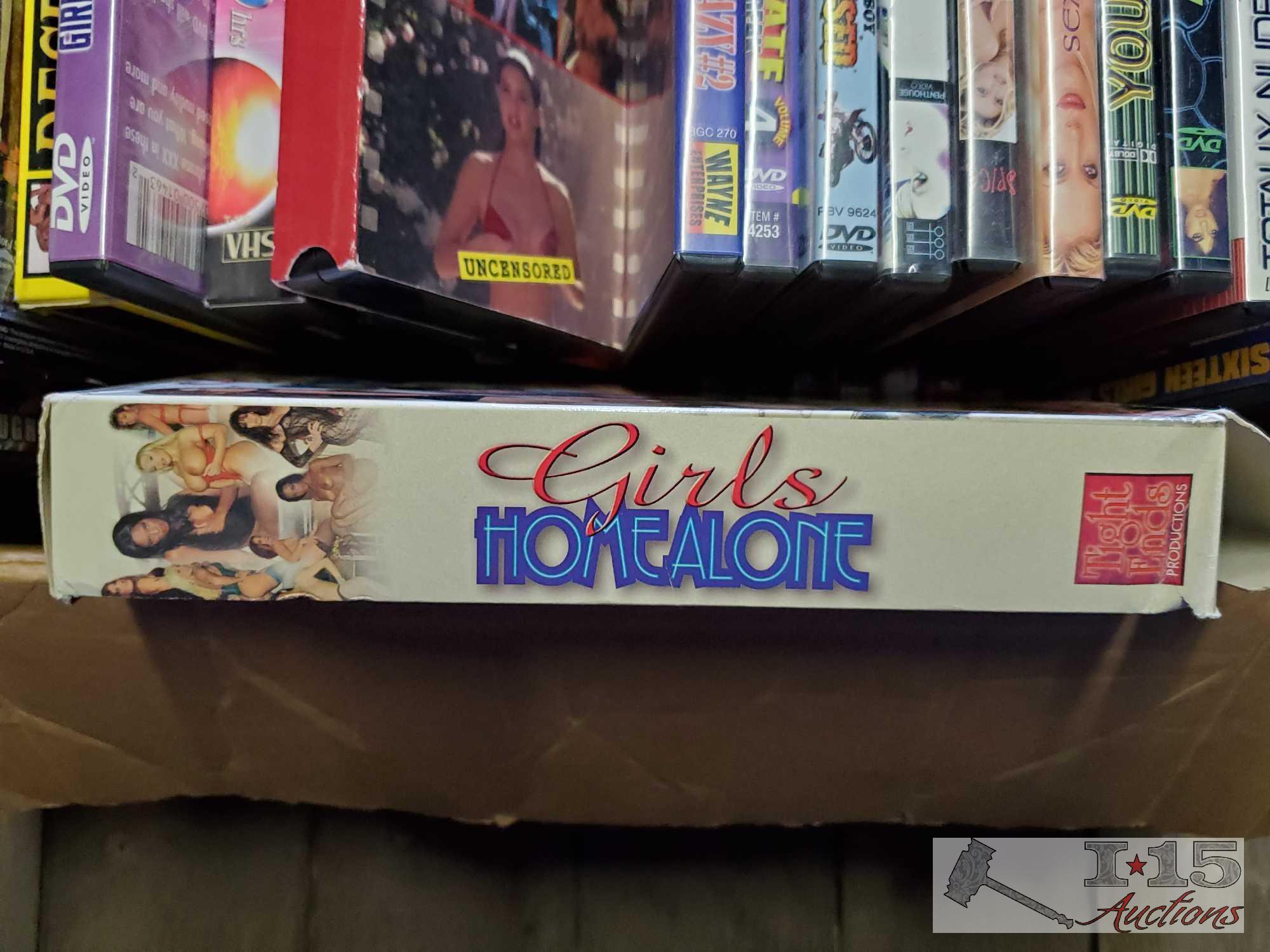 Box of adult DVDs