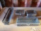 (3) Rectangular Silver Tone Metal Boxes with Glass Tops and Basket