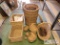 (11) Wicker Baskets, Cook Books & Table Clothes