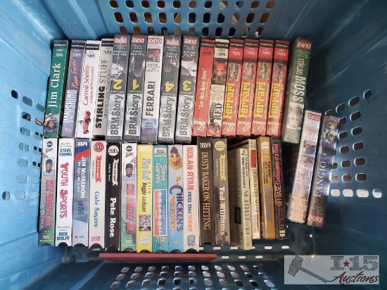 Tote of VHS and Cassettes