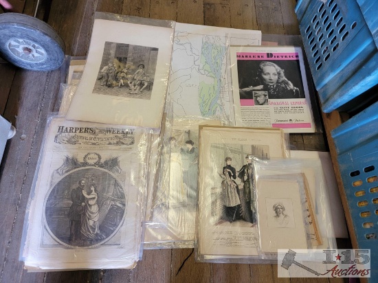 Old Newspapers, Map and Photographs