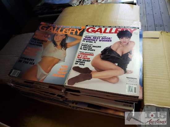 Box of Over 50 Gallery Adult Magazines from 1980s-2000s