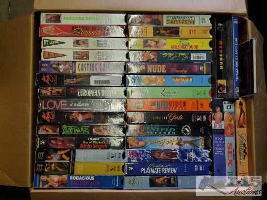 Box of Over 50 Adult VHS Tapes
