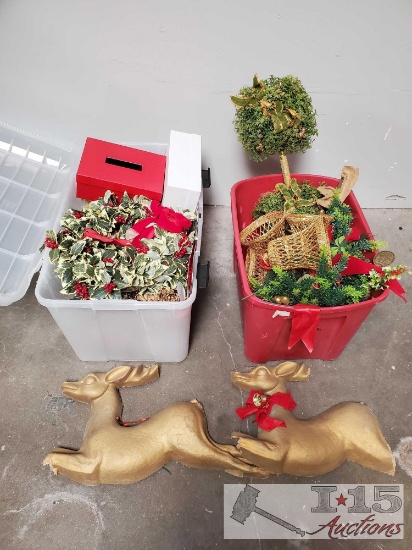 2 Totes of Christmas Decor