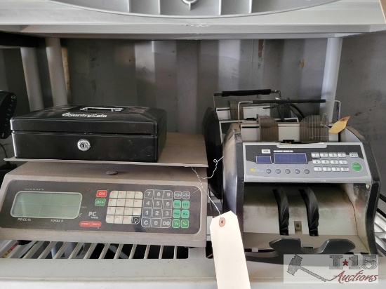 Cash Box Packaging Scale and 2 Money Counters