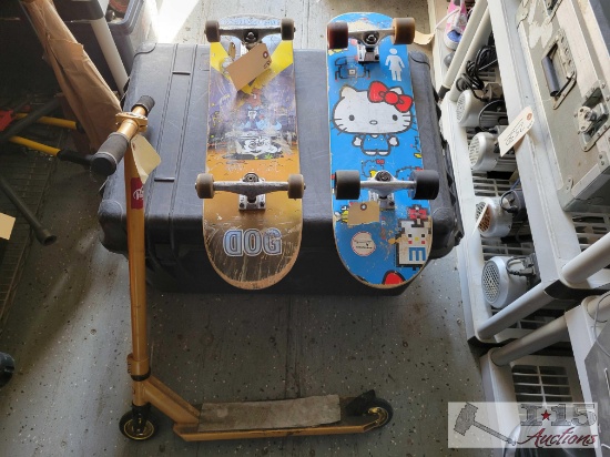 2 Skateboards and 1 Scooter