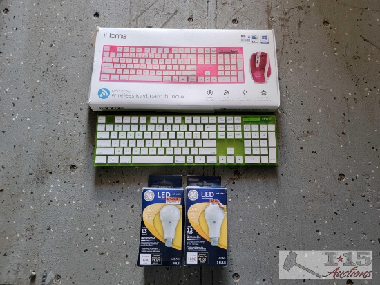 (2) iHome Keyboards & (2) LED Lightbulbs