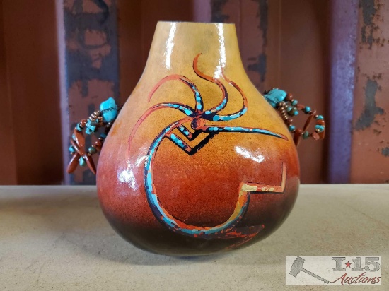 Artist Signed & Hand Painted Gourd Art