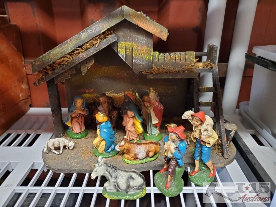 Nativity Scene with Porceline Figurines