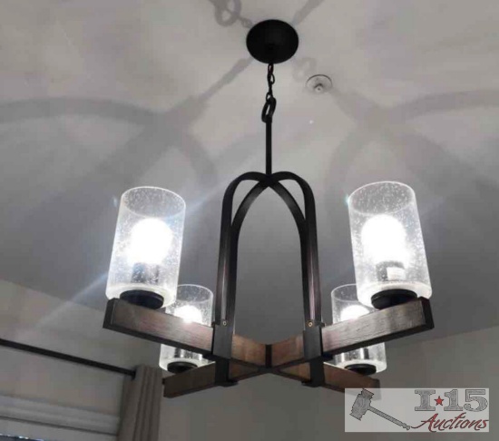 Wood & Metal Contemporary Hanging Light Fixture