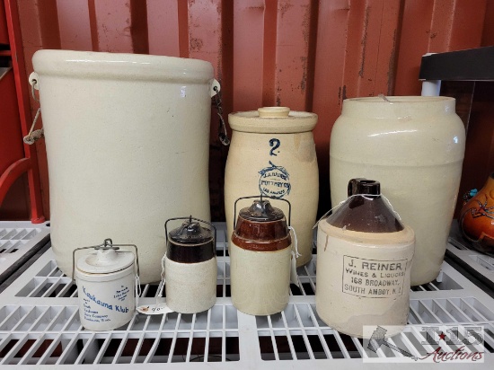 Ceramic Jars, Jugs, Vase and Large Crock