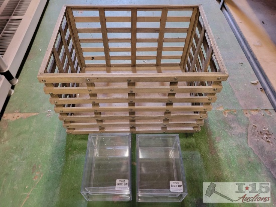 Wooden Crate and Plastic Containers