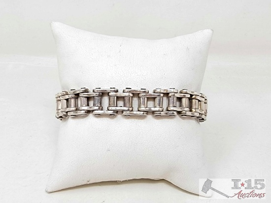 Sterling Silver Bike Chain Bracelet, 69g
