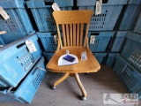 Rolling Swivel Chair, Dustpan & Garden Hose