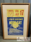 Vintage S.S. President Moonlight Excursions Poster Framed