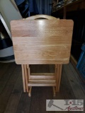 4 TV Dinner Tables with Storage Rack