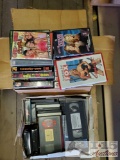 2 Boxes of VHS and DVDs