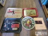 (4) Metal Trays & Signed Scala's Bistro Menu