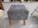 Grey Foam Pad Stool with Wooden Legs