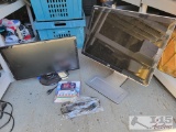 2 Computer Monitors Polaroid Camera and Cords