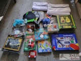 Sticker Books, Puzzle, Legos, Airport Playset & Paddles