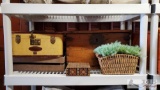 Wooden Chest, Crate, Luggage, Jewelry Box and Artifical Plant