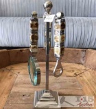 NEW! Editor's Chrome Rack Desk Set With Magnifying Glass, Letter Opener, Bottle Opener