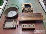 2 Baskets, Flower Pot, Candleholder, Tin Lid & Decor Stand