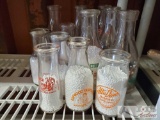 14 Milk Glass Bottles with Foam Beads