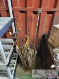 Mid-Century Modern Metal Umbrella Cane Storage Stand w/ Various Canes Walking Sticks & Umbrella