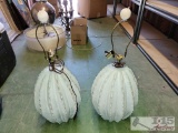 (2) Vintage 1980's Ceramic Barrel Cactus Lamps