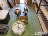 (2) Lamps, Ceiling Light, Light Bulb, Wheel & Screws