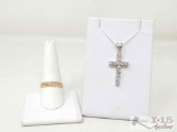 10k Gold Diamond Cross & Band Ring, 7g