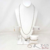 Sterling Silver Chain, Ring, Earrings & Bracelet, 82g
