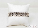 Sterling Silver Bike Chain Bracelet, 69g