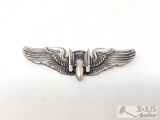 Sterling Silver U.S. WWII Aerial Gunner Wing Pin, 24g