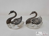 1940's Sterling Silver Swan Open Salt Cellar