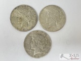 (3) Silver Peace $1 Dollar Coins