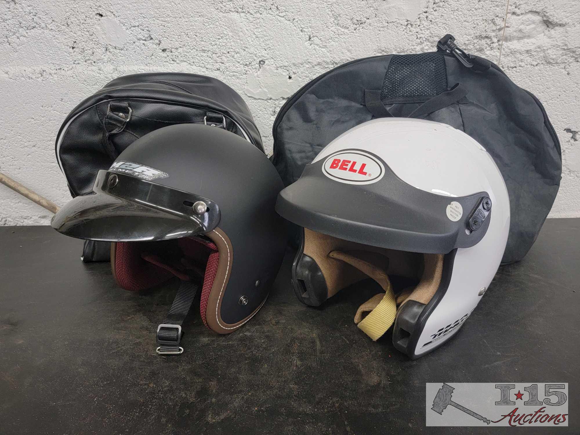 M2R and Bell Motorcycle Helmet with Bags | Proxibid