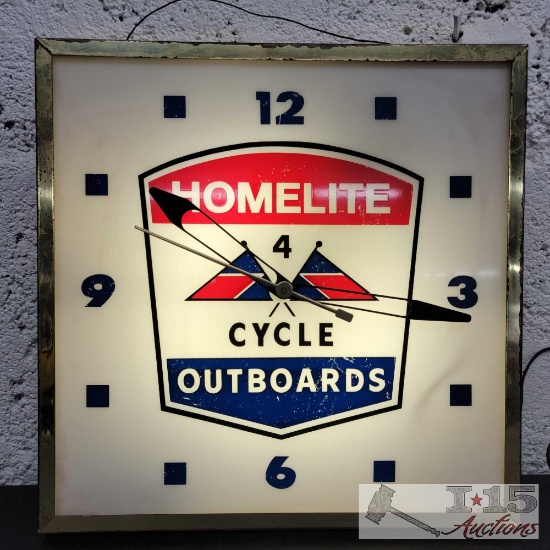 Vintage and Original Homelite Outboards Cycle Light Up Clock