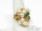 14k Gold Pear, Diamond & Chrysoprase Ring, 10g